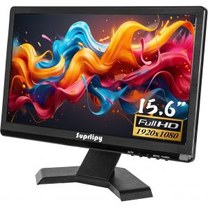 lbgwp60-15,6 Pouces Fhd Petit Moniteur Ips Écran D'Affichage Lcd 1920 X 1080 60 Hz 16 9 Avec Entrée Bnc Vga Av Haut-Parleurs Intégrés Pour Caméra De Sécurité Cctv Dvr Pc Raspi - Neuf