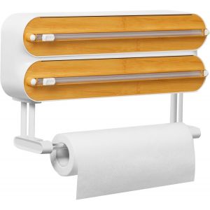 Chenquansarl-Distributeur Papier Aluminium Et Film Avec Porte Sopalin Support Sopalin Mural Pour 3 Rouleaux, Derouleur Film Alimentaire Magnétique Avec Coupeur Pour Cuisine Devidoir Essuie Tout, Blan - Neuf