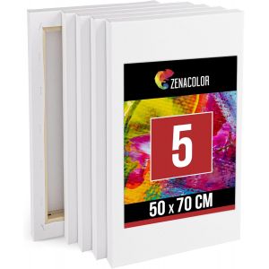 Meimie-Toile Peinture 50x70-Lot De 5 Toile A Pein E Enca Ées-Toile Blanche,Vierge,100% Coton-Chassis Toile Peinture Grand Format Pour Peinture Acrilique,Huile,Gouache - Neuf