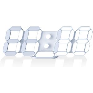 Horloge Led 3D, R&eacute;veil De Bureau, Horloge Murale Avec T&eacute;l&eacute;commande, Montres Led &Eacute;lectroniques De 9,7 Pouces, Veilleuse, Luminosit&eacute; Automatique/Personnalis&eacute;e&iquest;Blanc&iquest; - Neuf