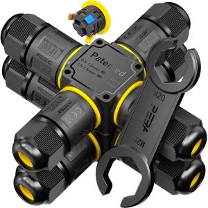 Connecteurs de Câbles Étanches IP68 - Boîte de jonction 4 voies - 3 Fils - Raccord extérieur étanche pour jardin - Dérivation de câble Ø4-12mm - Boîtier électrique extérieur étanche et sécurisé - Neuf