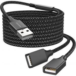 C&acirc;ble de rallonge USB,C&acirc;ble de rallonge USB A m&acirc;le vers 2 femelles C&acirc;ble de rallonge USB durable tress&eacute; en nylon Transfert de donn&eacute;es rapide Compatible avec l'imprimante, le clavier USB, la cl&eacute; USB - Neuf