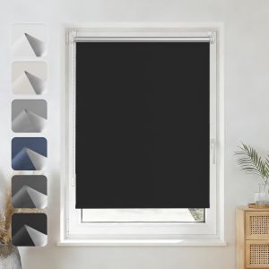 Kalanka-Store Enrouleur Occultant Sans Per&ccedil;age Installation Facile 100% Opaque Protection Thermique Solaire Pour Fen&ecirc;tre Porte, 35l X 170 Cm(Largeur Du Tissu 35cm), Noir - Neuf