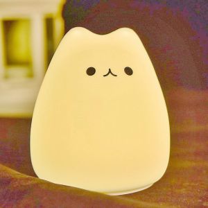Veilleuse De Chat À Led, Lumière De Chat Mignonne En Silicone Alimentée Par Batterie Avec Modes De Respiration Blanc Chaud Et Multicolore Pour Les Enfants - Neuf