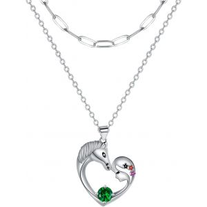 Kal-Collier Femme Ange Gardien Argent Sterling 925 Pendentif Avec Double Cha&icirc;ne,Cadeaux Bijoux Pour Femmes - Neuf