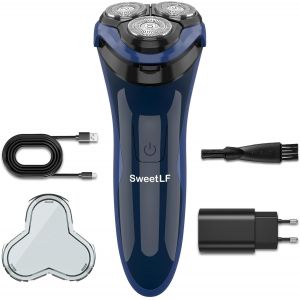 Lbgwp60-2025 Nouveau Rasoir Électrique Homme,Tondeuse À Barbe Avec Têtes Rotatives 4d, Rasoir Rechargeable Humide Et Sec Avec Écran Led, Ra Étanche Ipx7,Bleu Bleu Bleu - Neuf