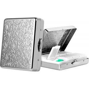 Pilulier De Voyage Portable En Métal (7 Jours Par Semaine),Grande Capacité,8 Compartiments,Pour Vitamines,Huile De Foie De Morue,Suppléments Et Médicaments Quotidiens,Sans Bpa.(Argent,Médiane) - Neuf