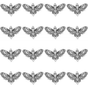 Trahoo-30 Pcs Alliage Papillon Avec Cr&acirc;ne Pendentifs Argent Antique Style Tib&eacute;tain Dangle Charms Vintage Pour Boucles D'oreilles Colliers Bracelets Trou 2.3mm - Neuf