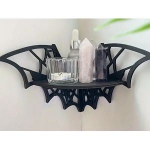 &Eacute;tag&egrave;re d'angle flottante en bois en forme de chauve-souris - Pr&eacute;sentoir mural - Neuf