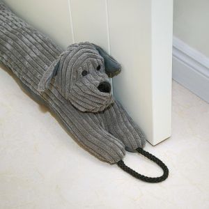 Bas de Porte décoratifs Coupe Vent 106cm pour Porte et fenêtre,Coupe Courant d'air Animal lesté,Bloque Bruit Serpent pour Bas de Porte avec Boucles d'accrochage-Chien Gris 42 - Neuf