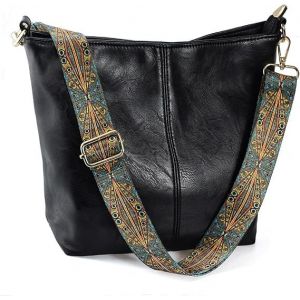 (Noir) 1 pièce Sac bandoulière en cuir végétalien Sac bandoulière guitare Portefeuille avec fermeture éclair Sac à main femme Sac bandoulière polyvalent Sac fourre-tout - Neuf