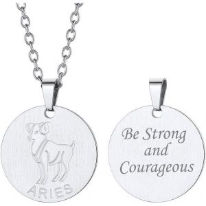 Kal-Collier Signe Astrologique Personnalisé Prénom & Photo, Pendentif Médaillon/Plaque Zodiaque Acier Inoxydable(Boîte Cadeau) - Neuf
