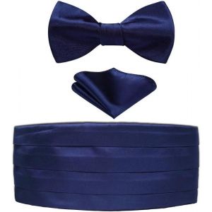 Mens Solid Color Tuxedo Belts & Bow Tie & Pocket Handkerchief Paisley Set.[B1565] - Neuf