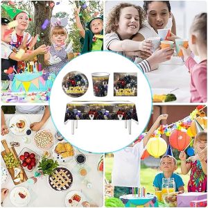 Tianyi-Skibidi - Lot De 61 Assiettes En Carton Avec Nappe, Assiettes, Tasses, Serviettes Pour Anniversaire D'enfant (20 Personnes) - Neuf