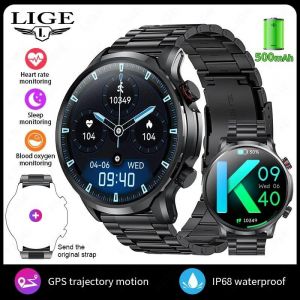 Lige Nouveau 1.95 "Hd Extra Large &Eacute;cran Gps En Plein Air Professionnel Sport Montre Intelligente Hommes Femmes Fr&eacute;quence Cardiaque Bluetooth Appel Montres Intelligentes.Steel Black. - Neuf