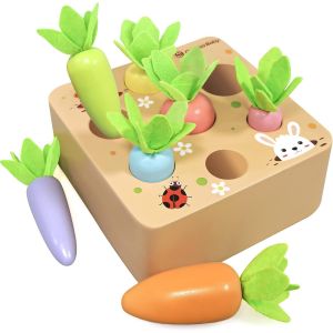 ERYI-Jeux Montessori 1 An | Jouet Bebe 1 2 3 An | Jouet Enfant 1 An | Jeu De Récolte De Carottes En Bois | Jouets D'Activité Et De Développement | Cadeau Paques Bebe 2 3 Ans - Neuf