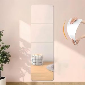 4 Pièces Miroir Autocollant,20 X 20 Cm Acrylique Miroir Adhésif Porte,Miroir Collant Muraux Carrés Flexible Miroire Deco Pour Salle De Bain,Salon,Chambre - Neuf