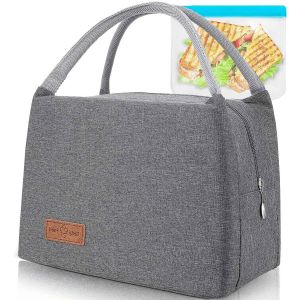 Sac Isotherme Repas Enfant Hommes Femme Pique-Nique Travail D&eacute;jeuner Panier Aliments Sac &Agrave; Lunch Isol&eacute; Box Bag Bureau Sac &Eacute;tanchelunch Imperm&eacute;able Garcon Fille (Gris2) - Neuf