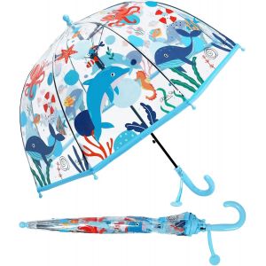 Parapluie - Transparent - Anti-Vent - Long Cloche, Parapluie Enfant Transparent Cloche Robuste Et Stable, Parapluie D&ocirc;me Garcon Fille Parapluies Cannes V&eacute;hicule Blue Engineering - Neuf