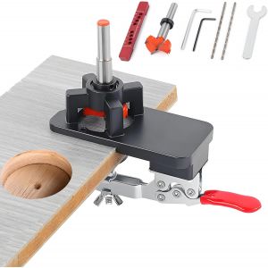 Gabarit de Percage Charniere 35mm,Gabarit de Charni&egrave;re Dissimul&eacute; en M&eacute;tal,Localisateur de Poin&ccedil;on de Charni&egrave;re de Armoire,Guide-M&egrave;che Trois Roulements Outil pour Porte Armoires De Bricolage - Neuf