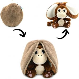 KALANKA-Déglingos Les FLIPETZ - Doudou Coconet Le Singe/Noix de Coco- Singe Cache-Cache réversible - Peluche Toute Douce pour bébé - Idées Cadeaux de Naissance, Marron - Neuf