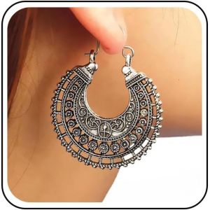 Kal-Boucles D'oreilles Boho Ethnic Mandala Tribal Hollow Flower Vintage Floral Drop Gypsy Brass Hoop Bijoux Pour Femmes Et Filles - Neuf