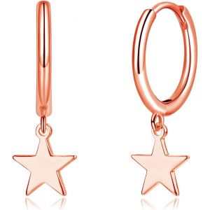 Kal-Boucles D'oreilles Cr&eacute;oles Pendantes Pour Femme En Argent Sterling 925 - Petites Cr&eacute;oles Rondes - Hypoallerg&eacute;niques - En Forme De Coeur - Croix - &Eacute;toile - Boucles D'oreilles Pendantes - Avec - Neuf