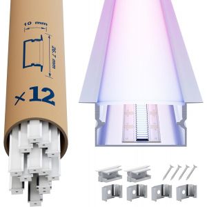 10 X Profil&eacute; Aluminium Led D'angle Pour Rubans Led 1m (10m) &iquest; Profile Led Angle Avec Diffuseur Opale &iquest; Taille 15.8 X 15.8mm &iquest; Support Id&eacute;al Pour Rubans Led Jusqu&iquest;&Agrave; 10mm De Largeur - Neuf