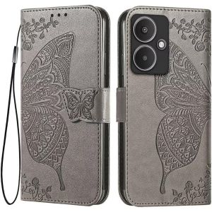 KAL-Coque Pour Redmi 13C 5G / Redmi 13R 5G (6.74"" Inches) Etui Flip Magn&eacute;tique Avec 3 Fentes Pour Cartes 1 Portefeuille, Housse - Gris - Neuf