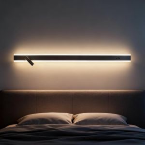 Ulteronixshop-Applique Murale Led,19w Applique Murale Int&eacute;rieure Avec Interrupteur,3 Temp&eacute;ratures De Couleur, Lampe De Lecture R&eacute;glable &Agrave; 330&deg;,Lampe Murale Noire Moderne 80cm Pour Chambre,Salon,Coulo - Neuf