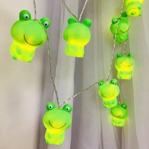 KAL-Grenouille Guirlande De 10 Led De Noël Lumières De Grenouille Décoratives Pour Enfants, Lumières De Nuit Pour École, Jardin, Chambre De Pâques Noël (1,65 M/10 Led, Grenouille Verte) - Neuf