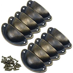 Lot de 10 boutons de porte vintage en métal pour placards, commodes, tiroirs, armoires, en laiton antique - Neuf