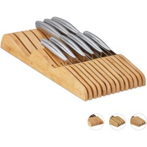 Porte-Couteaux, Pour 13, Tiroir, Vide, &Agrave; Poser, Plat, En Bambou Naturel, Hlp: 5 X 17 X 40 Cm, Couleur Nature - Neuf