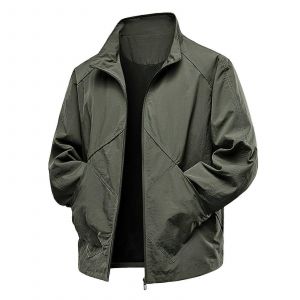 Veste D'été Homme À Manches Longues Et Fermeture Éclair, Grande Taille, Légère, Décontractée, Toutes Saisons, Verte, Taille M - Neuf