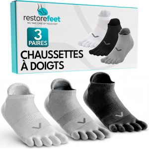 Jexnovashop-Chaussettes 5 Doigts Femme Homme Lot 3 Paires Chaussettes Sport Respirantes Barefoot Anti Ampoules Yoga Course Pieds Sensibles - Neuf