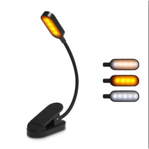 Lampe De Lecture À 9 Led, Rechargeable Par Usb, 9 Modes De Luminosité Et 3 Températures De Couleur, Lampe À Pince Flexible À 360° Pour Lit, Livre, Veilleuse Et Lampe De Chevet - Neuf