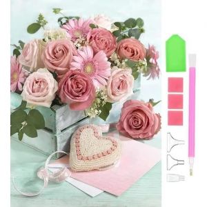 Basicon Peinture Diamant, Diy 5d Diamant Painting Fleur Broderie Diamant Kit Complet Diamond Painting Broderie Kit Pour La De[Z885] - Neuf