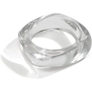 Kalsw-Bracelet Jonc Large En Acrylique Pour Femme,Grand Bracelet Carré Irrégulier En Résine Transparente En Plastique Orange,Bijoux De Noël - Neuf