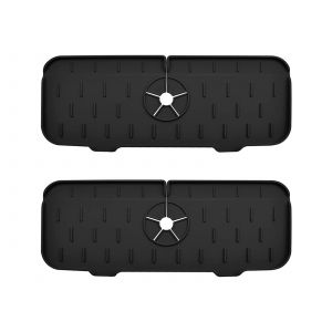 Tapis Anti-&Eacute;claboussures En Silicone Pour &Eacute;vier De Cuisine - Lot De 2 - Noir - Neuf