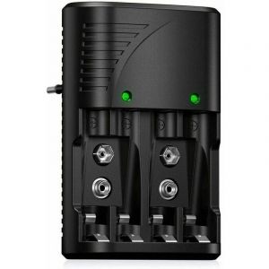 Chargeur rapide 6802 pour piles rechargeables NI-MH AA/AAA ou 9 V, avec indicateur LED, tension mondiale. - Neuf