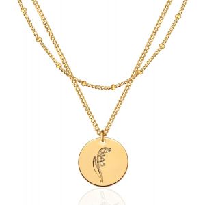 Kal-Collier Pour Femme En Or Avec Fleurs De Naissance - Chaîne Personnalisée - Neuf