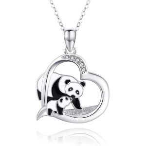 Kal-Cristal Panda Éléphant Pendentif Collier Tournesol Abeille Coeur Collier Ras Du Cou Chaîne Bijoux Pour Femmes Filles Ados (Panda) - Neuf
