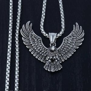 Européen Et Américain Dominant Aigle Ailes Pendentif Homme S Collier Aigle Marée Tag Hip Hop Punk Marée Homme Pendentif Accessoires Rétro - Neuf