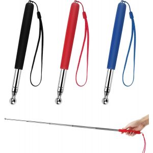 (Rouge, Bleu, Noir) 3 Pointeurs Rétractables, Pointeur De Présentation Télescopique, Pointeur Télescopique En Acier Inoxydable, Baguette Télescopique Pour Enseignants, Présentation Et Guide - Neuf