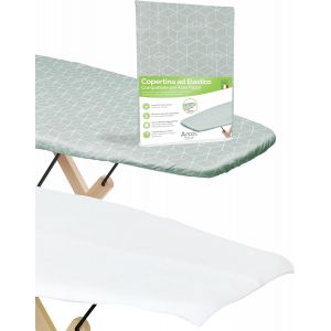 ChenQuanSarl-Compatible Avec Planche À Repasser Foppapedretti, Couverture De Rechange Élastique, Fabriquée En Italie, Housse De Planche À Repasser 100 % Coton (Couverture + Mollet, Vert, Moderne) - Neuf