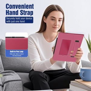 Coque Universel Pour Tablette Androiod De 10,1 Pouces Avec Boucle Pour Stylet, Coque Léger Et Pliable Avec Main Pour Toutes Les Tablettes À Écran Tactile De 9,6 À 11 Pouces, Magenta - Neuf