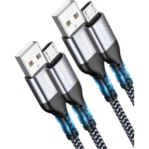 C&acirc;ble Micro Usb [2M/Lot De 2] Nylon Tress&eacute; Chargeur Micro Usb 3A Charge Rapide Et Synchro Pour Android Samsung Galaxy S7 S6 Edge J7 J5 J3, Redmi Note 5, Wiko, Huawei, Sony, Lg, Kindle, Ps4 - Neuf