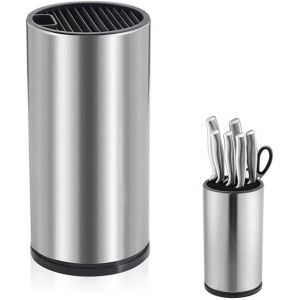 Mevronisshop-Bloc &Agrave; Couteaux, Support En Acier Inoxydable Pour Couteaux, Bloc &Agrave; Couteaux En Acier Inoxydable, Support De Couteau, Avec Trou Vidange Et Fente Pour Ciseaux, Pour Placer Couteaux Et Cise - Neuf
