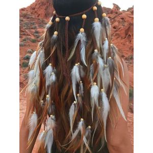 Kal-Serre-Tête Indien En Plumes Bohème Hippie Hippie, Bandeau Tribal, Festival Indien, Accessoire De Cheveux Pour Femmes Et Filles - Neuf