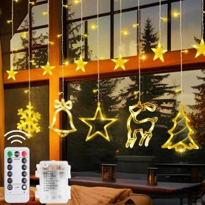 Kal-Rideau Lumineux Led, Éclairage De Fenêtre, Rideau Lumineux Led, Étanche, Éclairage De Noël, Lumières Pour L'intérieur Et L'extérieur, Décoration De Fête De Noël - Neuf